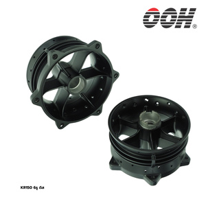 Kawasaki Front Hub (ดุมหน้า รถมอเตอร์ไซค์) new — KR150 6รู ดิส,สีดำ